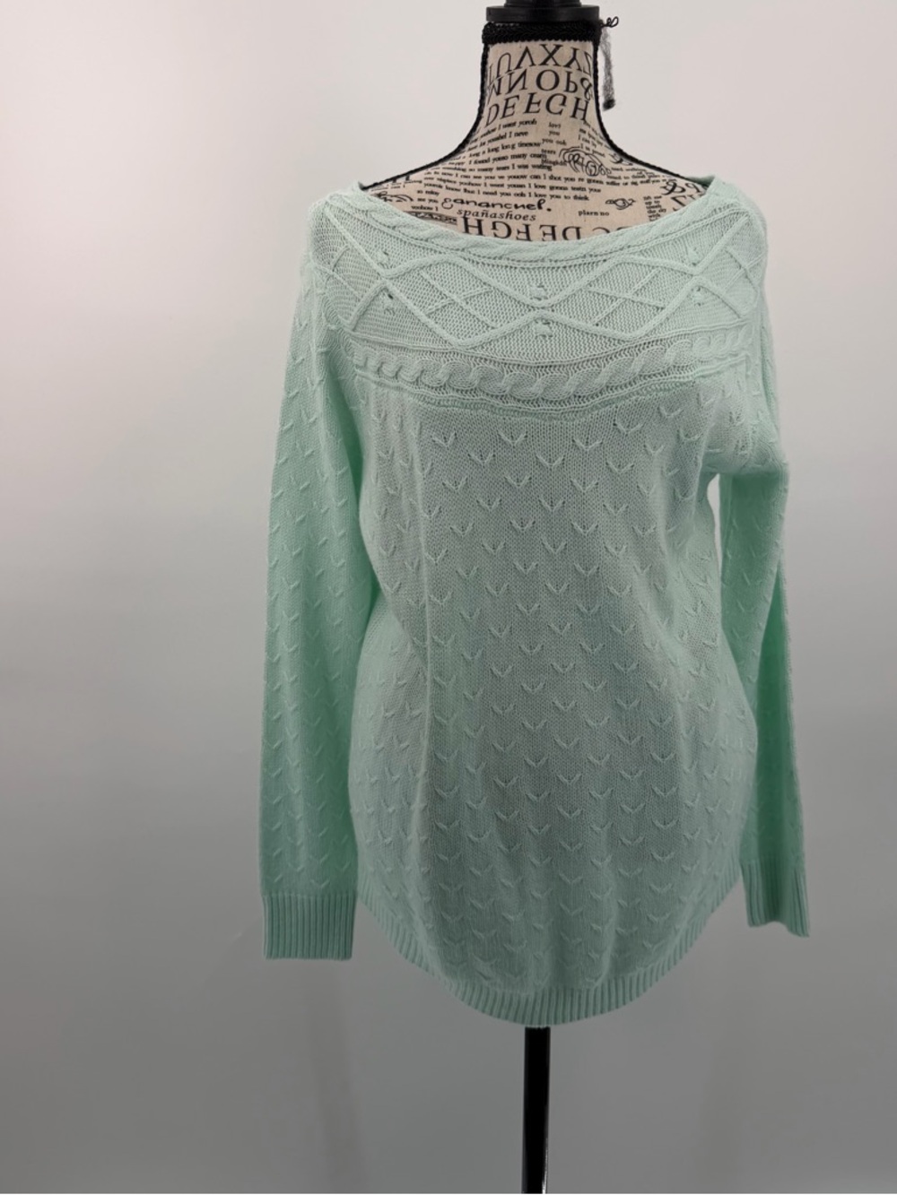 Croft & Barrow Mint Green Pointelle Knit Sweater | Size S